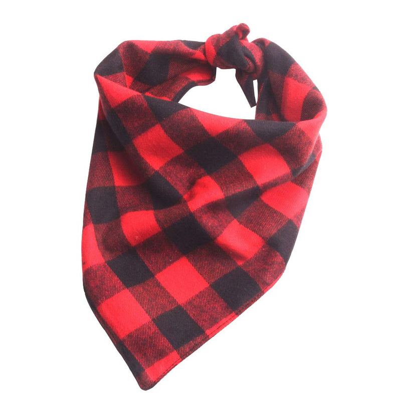 YAKA Pet Dog Bandana Triangle Bibs Scarf, Double-Cotton Plaid Printing Kerchief Set Accessories for Small and Medium Dog Small/Neck Circumference Suitable 8.6-15inch Red and Black lattices - BeesActive Australia
