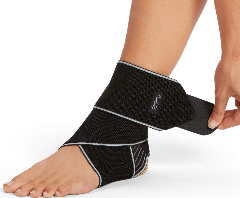 ComfiLife Ankle Brace for Men & Women – Adjustable Compression Ankle Support Wrap – Perfect Ankle Sleeve for Plantar Fasciitis, Achilles Tendon, Minor Sprains, Sports – Breathable, One Size Fits All Standard Black - BeesActive Australia