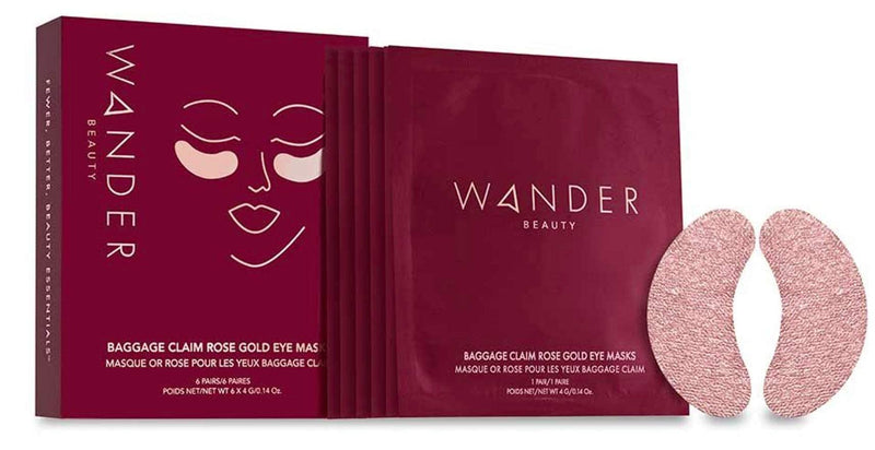 Gold Under Eye Patches | WANDER BEAUTY BAGGAGE CLAIM | Under Eye Mask, Brightens Dark Circles, Hyaluronic Acid Eye Mask - Puffy Under Eye Bags, Fine Lines, Wrinkles, Dullness, Hydrates, Moisturize (1 Pack Contains 6 Pairs of Rose Gold) 1 Pack - BeesActive Australia