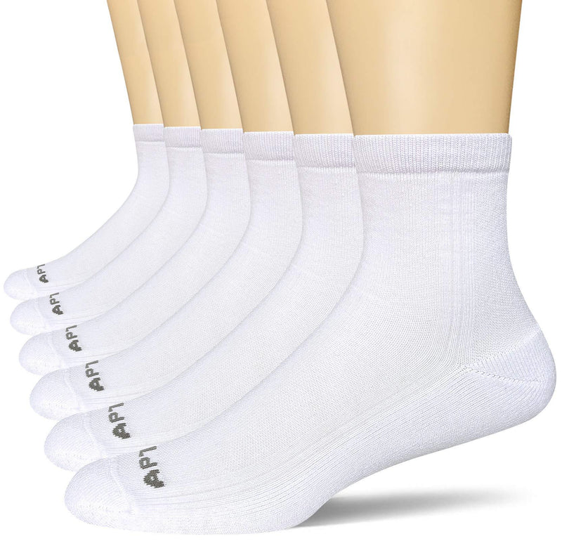 [AUSTRALIA] - APTYID Men's Ankle Quarter Performance Cushion Athletic Running Socks (6 Pairs) Shoe Size: 6-12 White01 