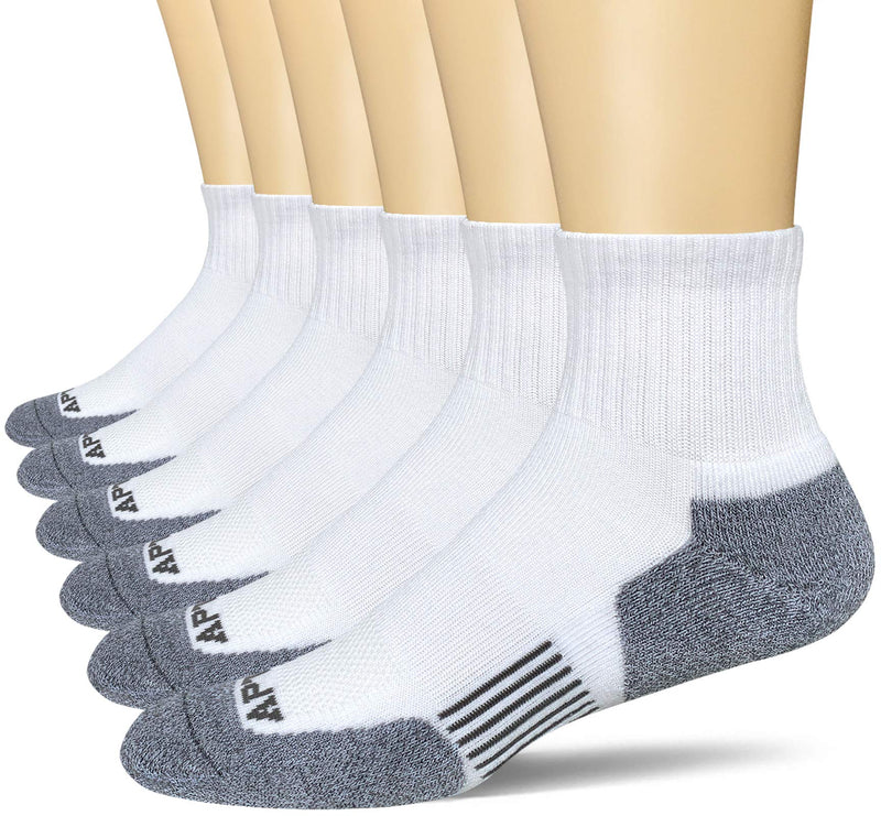 APTYID Men's Athletic Cushioned Ankle Socks (6 Pack) White/Grey 9-11 - BeesActive Australia