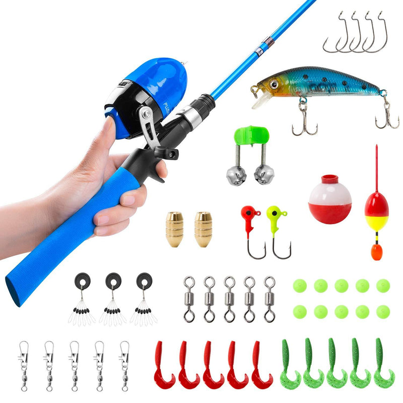 [AUSTRALIA] - PLUSINNO Kids Fishing Pole,Telescopic Fishing Rod and Reel Combos with Spincast Fishing Reel and String with Fishing Line Blue 120CM 47.24IN 