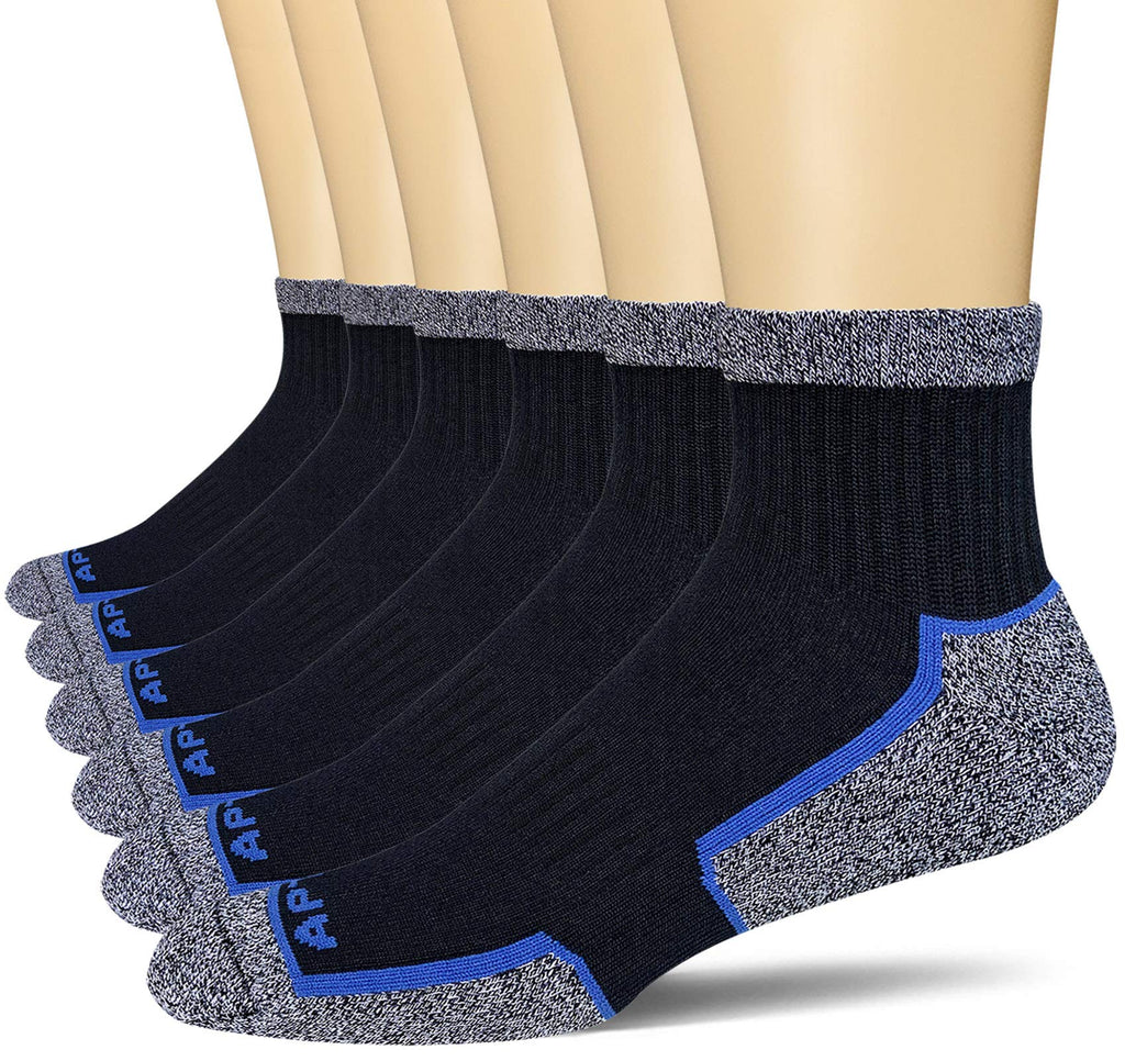 [AUSTRALIA] - APTYID Men's Ankle Quarter Performance Cushion Athletic Running Socks (6 Pairs) Shoe Size: 6-12 Black02 