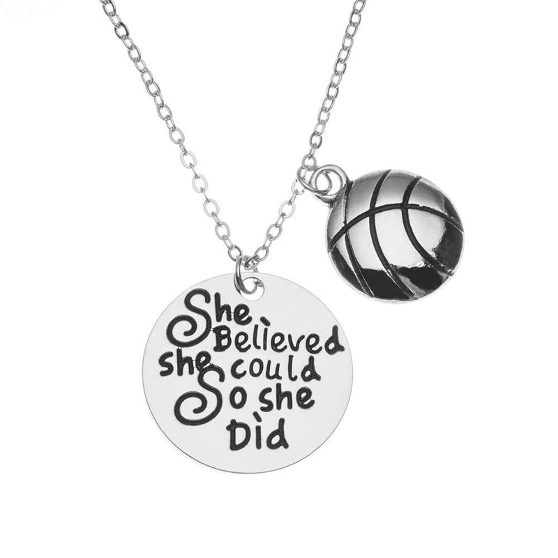 Sportybella Basketball Necklace, Basketball She Believed She Could So She Did Jewelry, Basketball Gifts, Basketball Charm Necklace, for Female Basketball Players - BeesActive Australia