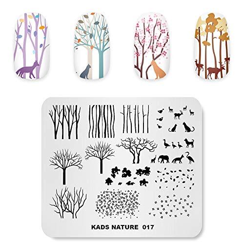 Rolabling Nail Stamping Plate Nature Fox Cute Stamp Plate for Nail Art Stamping Image Template Manicure Stencil DIY Tools (NA017) NA017 - BeesActive Australia