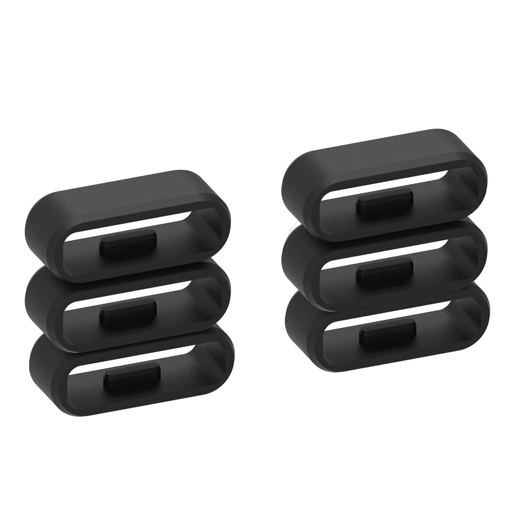 Replacement Fastener Ring for Garmin Vivosport Band Keeper, Silicone Security Loop for Garmin vívosport Smart Activity Tracker (Black-6pcs) - BeesActive Australia