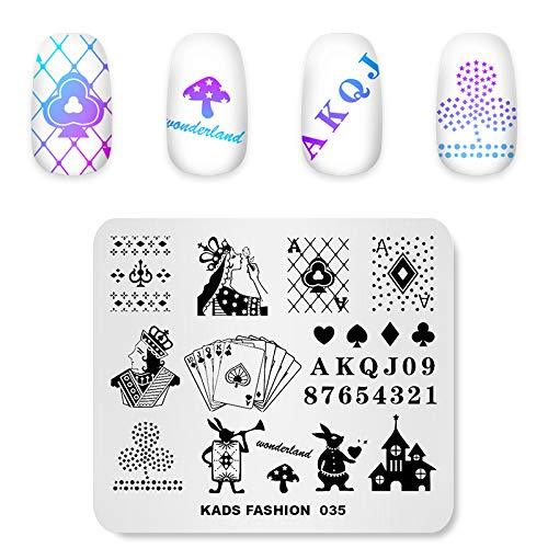 Rolabling Nail Art Stamping Plates Stamping Templates Playing Card Pattern Nail plate Template Image Plate Stencil Nails Tool (FA035) FA035 - BeesActive Australia