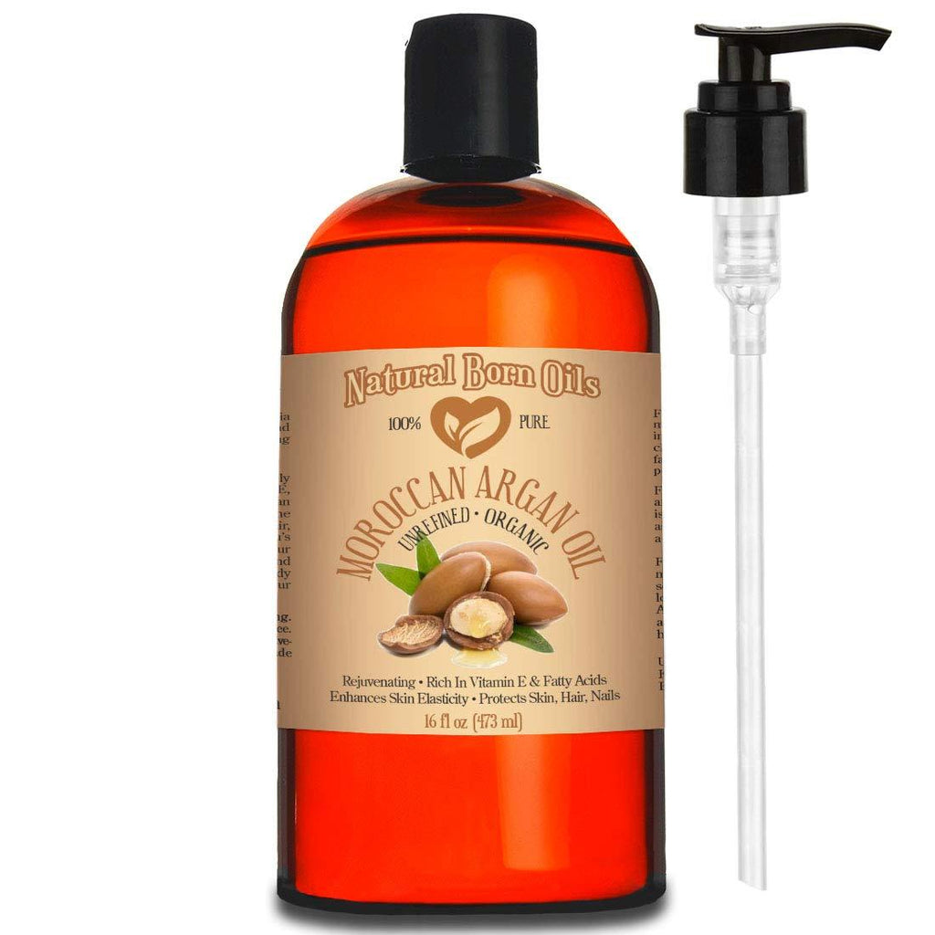16oz Moroccan Argan Oil, 100% Pure and Natural, Cold-pressed, Organic – Works Magic on Your Skin and Hair - Includes Pump & Flip Cap - BeesActive Australia