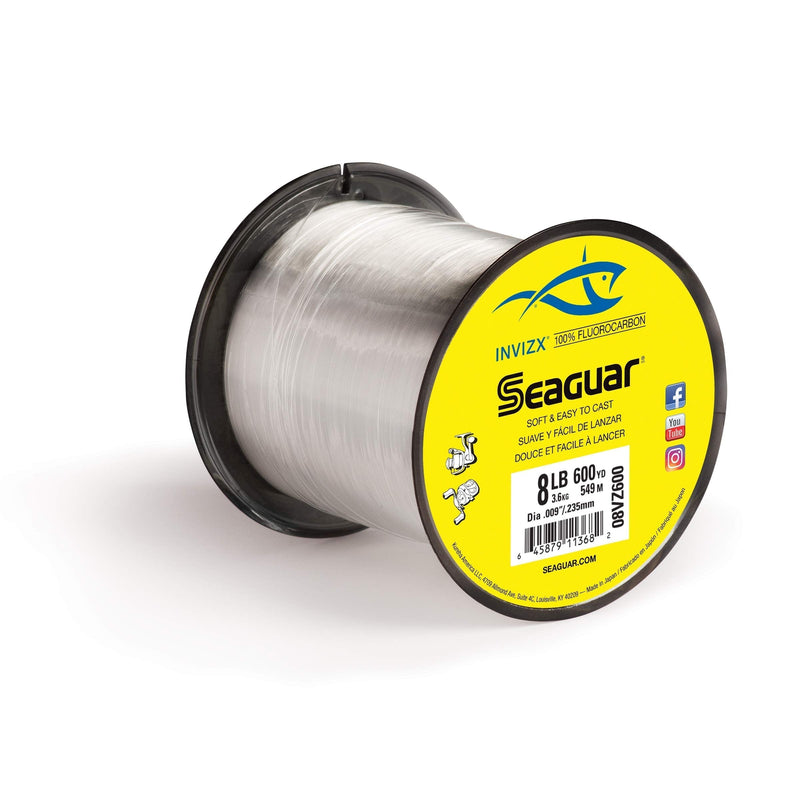 Seaguar, InvizX Freshwater Fluorocarbon Line, 600 Yards, 8 lbs Tested.009" Diameter, Virtually Invisible, 08VZ600 - BeesActive Australia