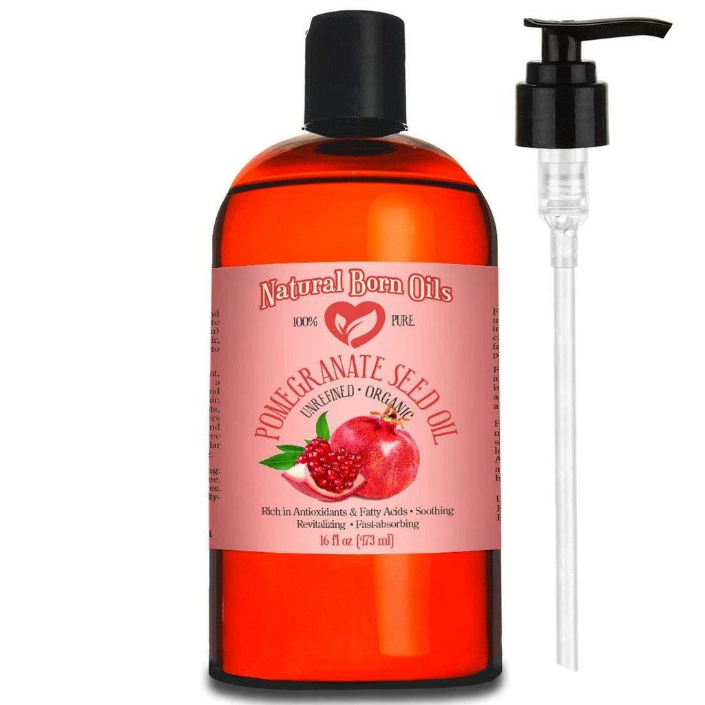 16oz Pomegranate Seed Oil, 100% Pure and Natural, Organic and Rich in Antioxidants for Supple, Soft Skin and Hair - Includes Pump & Flip Cap - BeesActive Australia