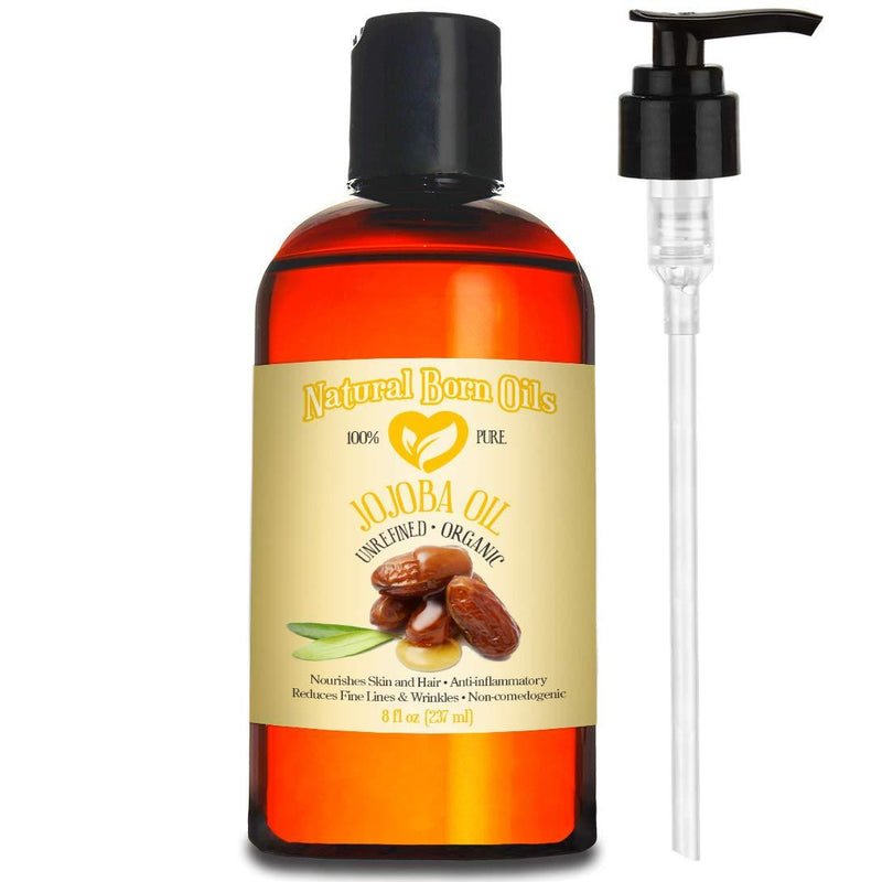 8oz Jojoba Oil, 100% Pure and Natural, Unrefined, Organic, Golden Oil Moisturizer for Skin and Hair - Includes Pump & Flip Cap - BeesActive Australia