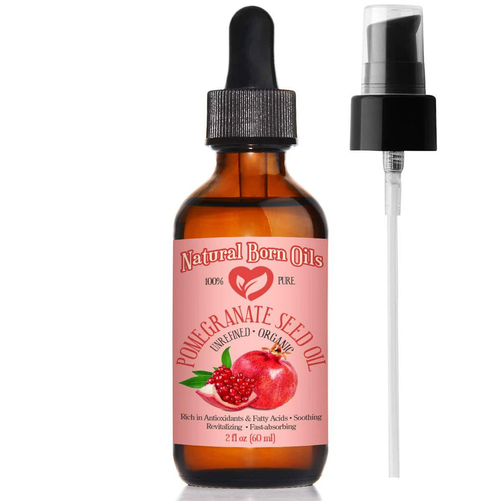 2oz Pomegranate Seed Oil, 100% Pure and Natural, Organic and Rich in Antioxidants for Supple, Soft Skin and Hair - Includes Pump & Dropper - BeesActive Australia