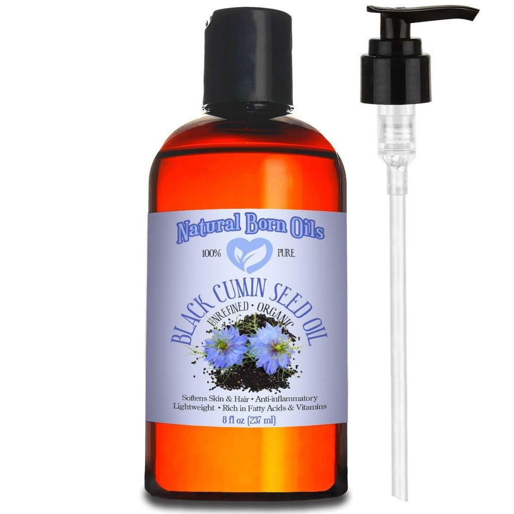 8oz Black Seed Oil, aka Black Cumin, 100% Pure and Natural, Cold Pressed, Unrefined, Organic, For Luxuriously Soft Skin and Hair - Includes Pump & Flip Cap - BeesActive Australia