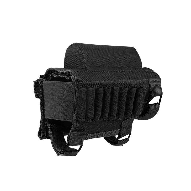 AIRSSON Tactical Rifle Cheek Rest Holder with 2 Molle Pouch for 8 Grid Shells and 2 Different Heights Cheek Pad .22 .223 Cal .308 30-06 .300 .303 & 7.62mm Black - BeesActive Australia