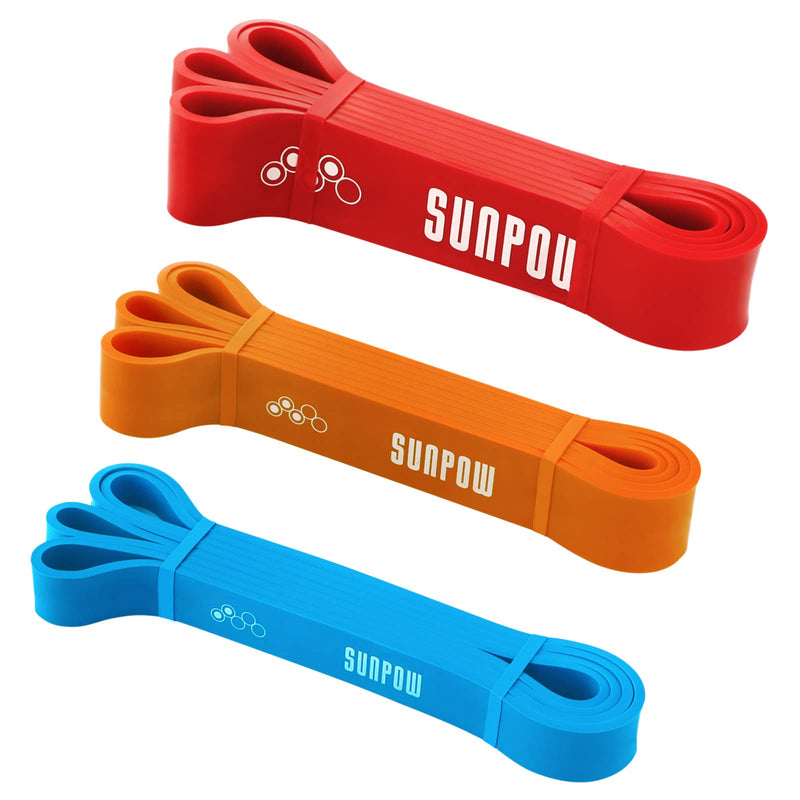 SUNPOW Pull Up Assistance Bands - Set of 3 Resistance Heavy Duty Workout Exercise Crossfit Stretch Fitness Bands Assist Set for Body, Instruction Guide and Carry Bag Included - BeesActive Australia
