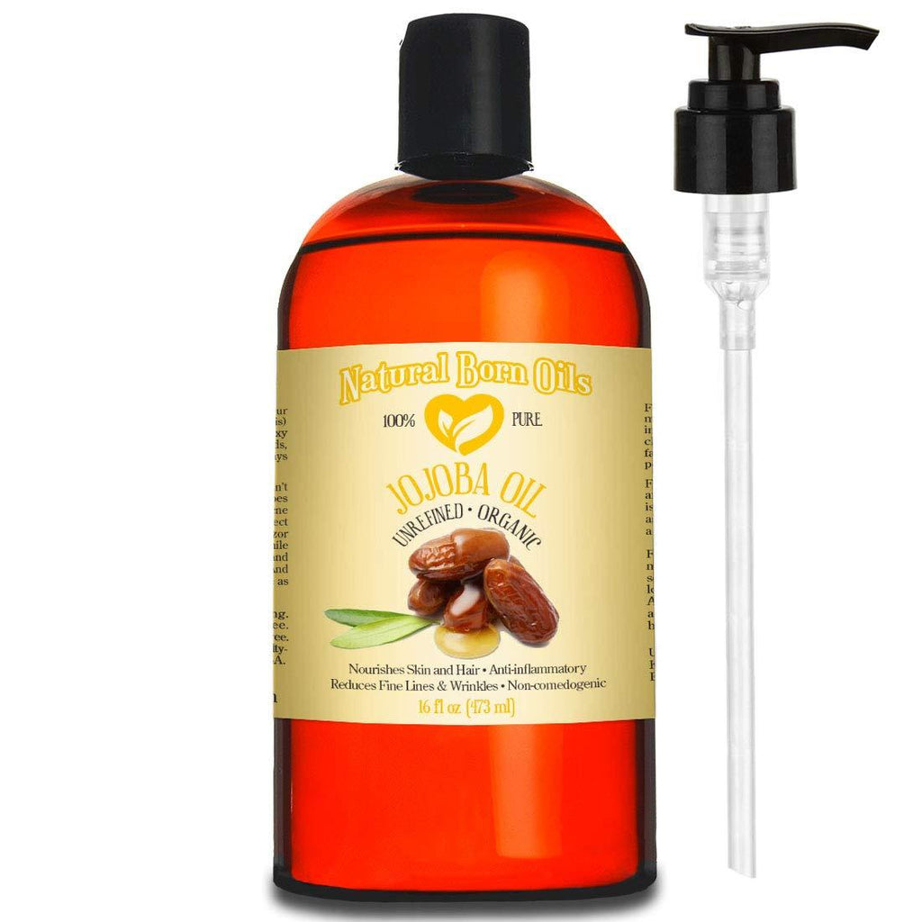 16oz Jojoba Oil, 100% Pure and Natural, Unrefined, Organic, Golden Oil Moisturizer for Skin and Hair - Includes Pump & Flip Cap - BeesActive Australia