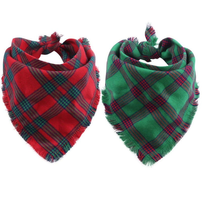 2 Pack Dog Bandana Christmas Plaid Reversible Triangle Bibs Scarf Accessories for Dogs Cats Pets Animals Pattern 1 - BeesActive Australia