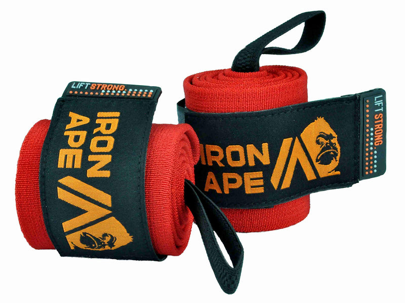 IRON APE Professional Grade Wrist Wraps, 12", 18", 24" & 34". New Versatile Twin Thumb Loop Design for Powerlifting, Weight Lifting, and Bodybuilding. Weightlifting Wrist Support for Men and Women 34" - BeesActive Australia