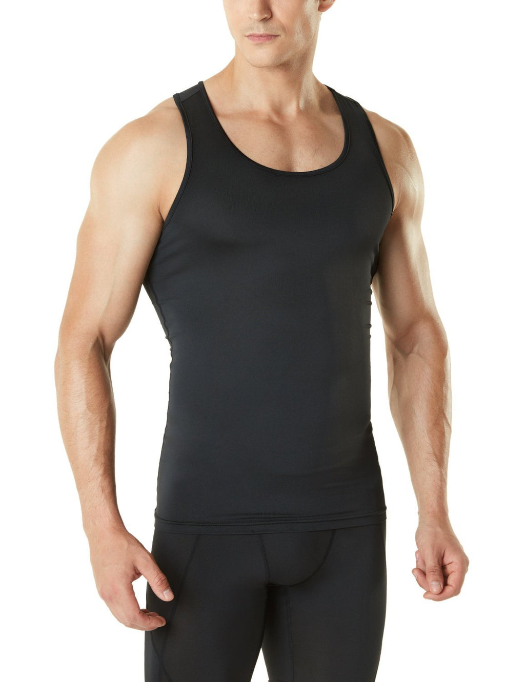[AUSTRALIA] - TSLA 1 or 3 Pack Men's Athletic Compression Sleeveless Tank Top, Cool Dry Sports Running Basketball Workout Base Layer Active(mun04) - Black X-Large 