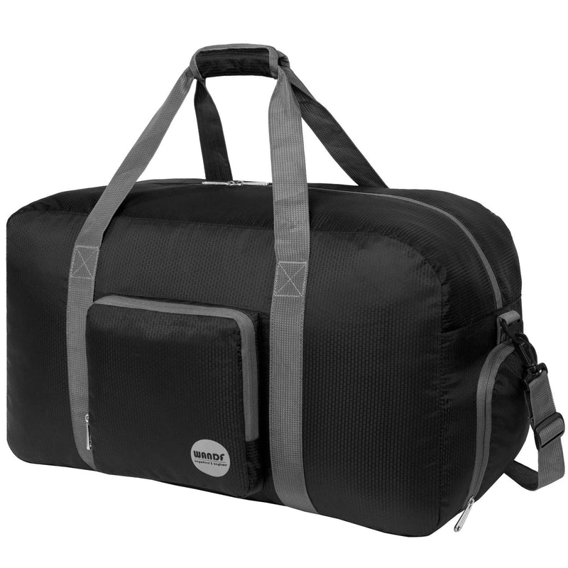 Foldable Duffle Bag 24" 28" 32" 36" 60L 80L 100L 120L for Travel Gym Sports Lightweight Luggage Duffel By WANDF Black 60 Liter 24 inches (60 Liter) - BeesActive Australia