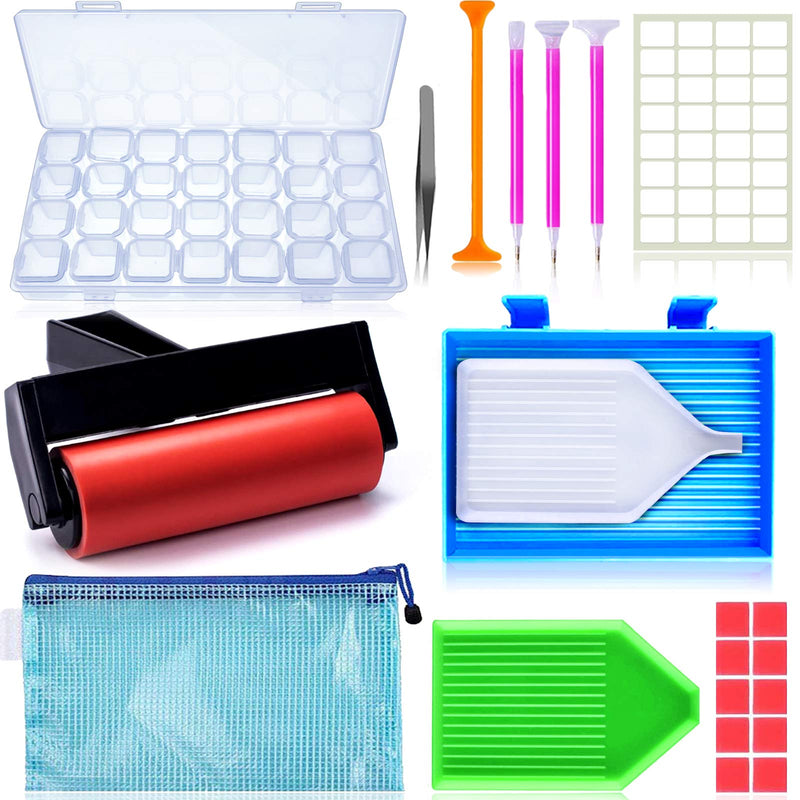 Suptikes 22 Pieces 5D Diamonds Painting Tools and Accessories Kits with Diamond Painting Roller and Diamond Embroidery Box for Diamond Painting Art Red - BeesActive Australia