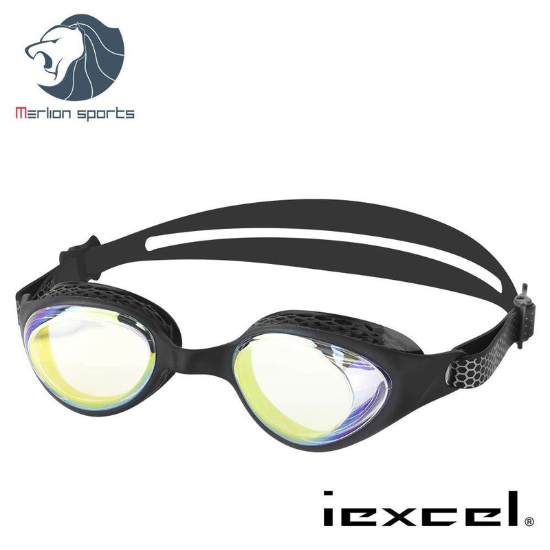 [AUSTRALIA] - iexcel LANE4 Performance & Fitness Junior Swim Goggle - Hydrodynamic Design, Anti-Fog UV Protection for Adults Men Women IE-VX-961 CLEAR GOLD/BLK -4.0 