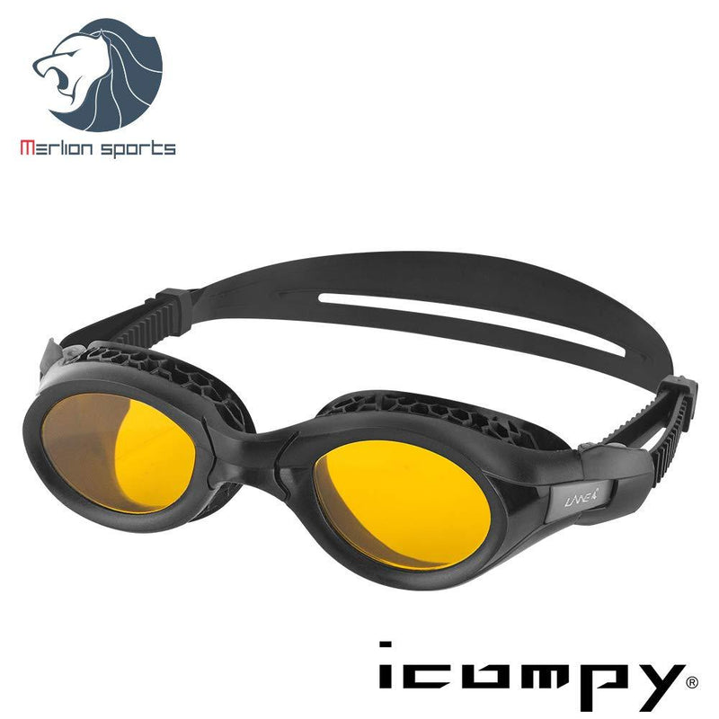[AUSTRALIA] - icompy LANE4 Performance & Fitness Swim Goggle - Hydrodynamic Design, Anti-Fog UV Protection IE-VC-960 ORANGE/BLACK 