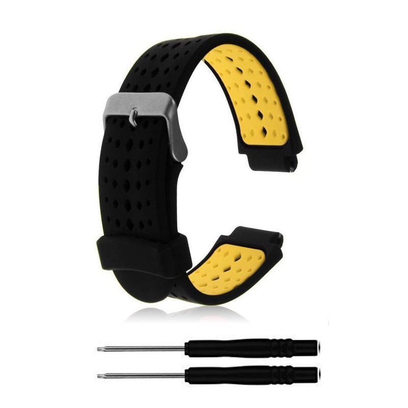 ZSZCXD Soft Silicone Replacement Watch Band for Garmin Forerunner 230/235 / 220/620 / 630/735 Smart Watch 02 Black & Yellow - BeesActive Australia