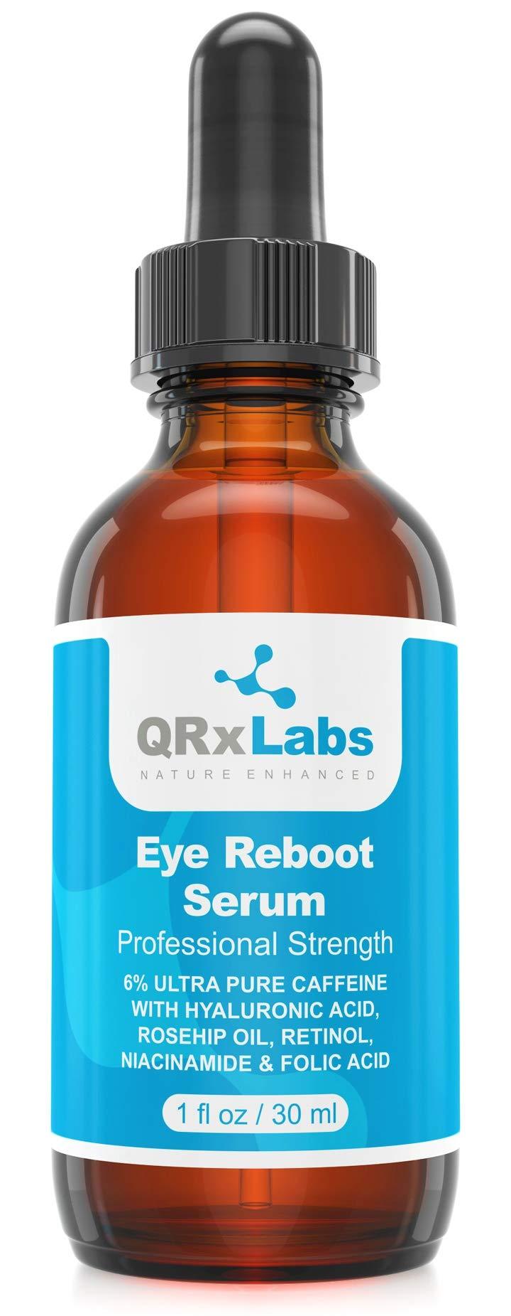 Eye Reboot Serum with 6% Caffeine, Hyaluronic Acid, Rosehip Oil, Retinol, Niacinamide & Folic Acid - Reduces Puffiness, Dark Circles, Crow Feet, Wrinkles and Fine Lines Around The Eyes - 1 oz / 30 ml - BeesActive Australia