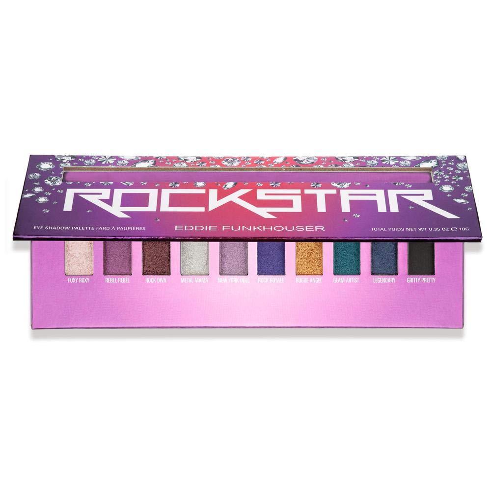 EDDIE FUNKHOUSER Rockstar Professional Eyeshadow Palette, 10 Shimmer and Matte Shades, Incredible Gold Shimmer and Neon Shades, Top Influencer Palette - BeesActive Australia