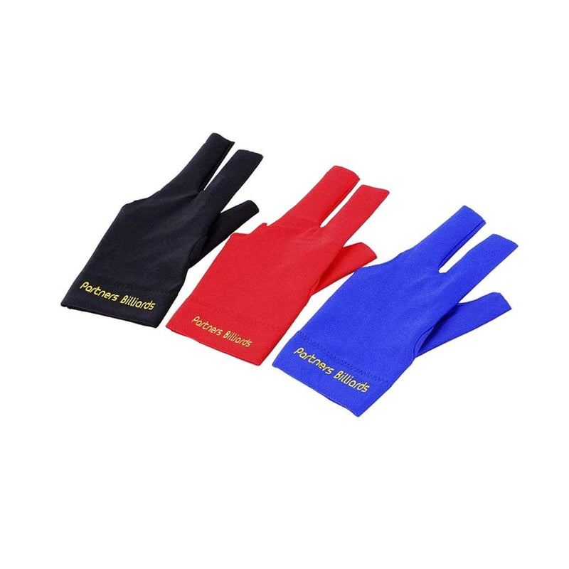 Comidox 3Pcs Man Woman Elastic Lycra Left Hand 3 Fingers Billiard Cue Glove for Shooters Carom Pool Snooker Cue Sport Red&Blue&Black - BeesActive Australia
