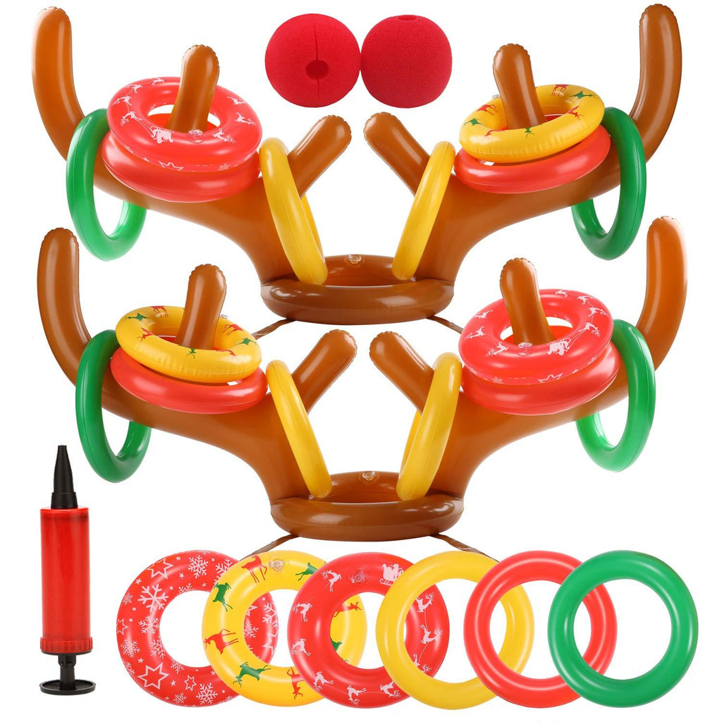 [AUSTRALIA] - eboozone Inflatable Reindeer Antler Toss Game 2 Sets, Christmas Game, 2 Antlers 16 Rings 