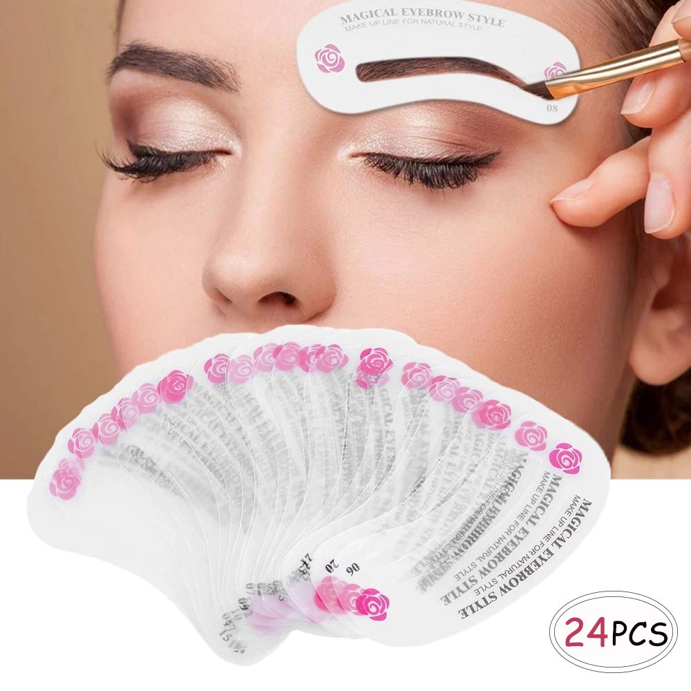 24 PCS Different Styles Eyebrow Shaping Stencils, Kalolary Eyebrow Grooming Stencil Kit Shaping Templates DIY Tools - BeesActive Australia