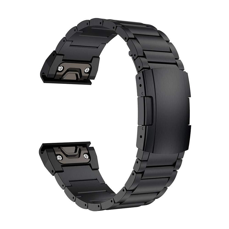[AUSTRALIA] - LDFAS Fenix 6 Pro/5 Plus Band, 22mm Titanium Metal Quick Release Easy Fit Watch Strap with Double Button Clasp Compatible for Garmin Fenix 5 5 Plus 6 6 Pro/Forerunner 935/945 Smartwatch, Black 