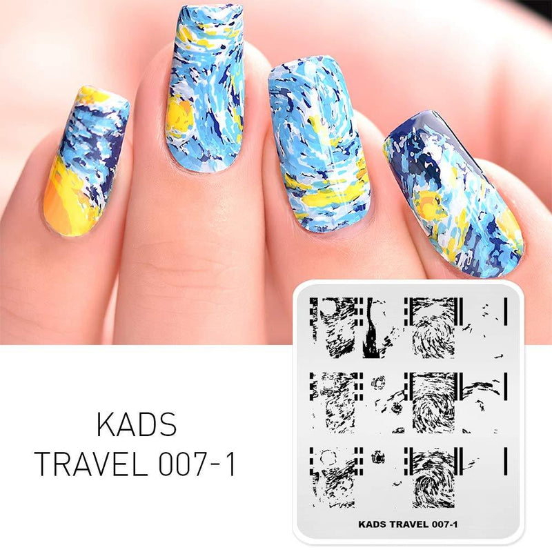 KADS Nail Stamping Plate Van Gogh Starry Night Nail Art Stamp Template DIY Image Template Manicure Stamping Plate Stencil Tools (TR007-1) TR007-1 - BeesActive Australia