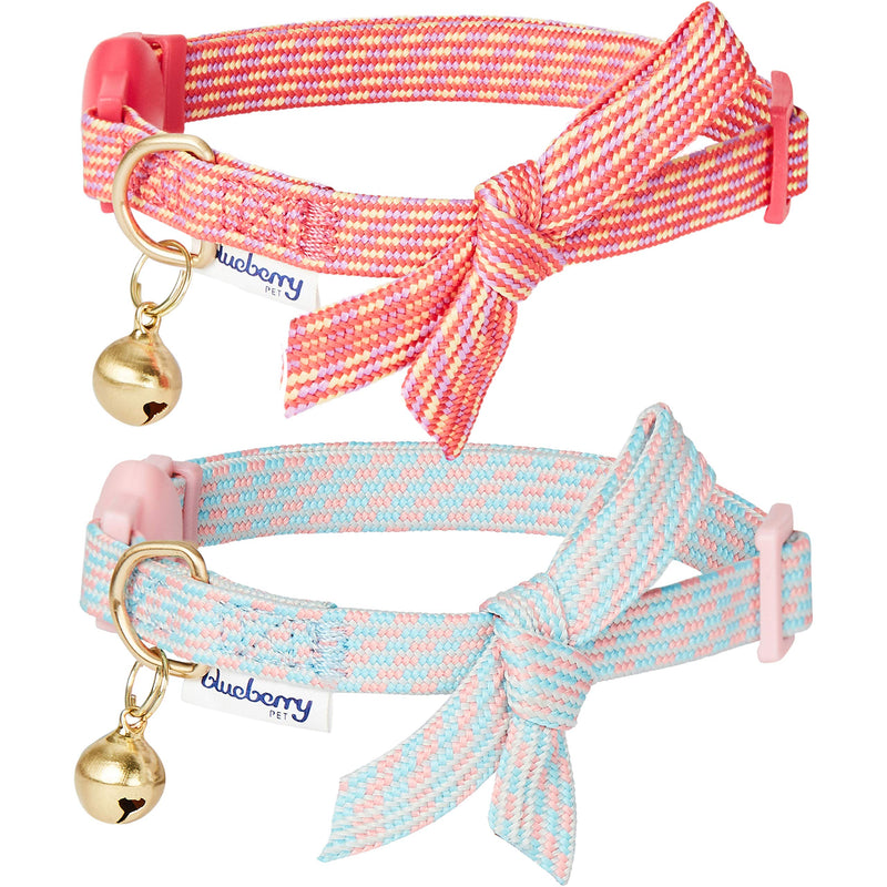 Blueberry Pet 9 Patterns Breakaway Safety Cat Collars, Reflective Options Available 9"-13" Neck (Pack of 2) Pack of 2 - Glam Cutie - BeesActive Australia