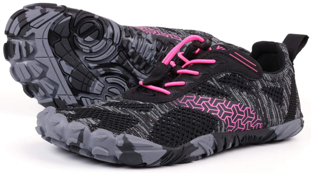 Joomra Women's Minimalist Trail Running Barefoot Shoes | Wide Toe Box | Zero Drop 10 A_rose Red/Knit - BeesActive Australia