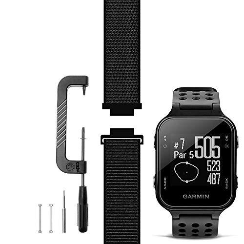 [AUSTRALIA] - C2D JOY Compatible with Garmin Approach S20/S6/S5 Watch Band Replacement Sport Mesh Strap for Golf Watchband Medium (Fits 5.2"-7.6" wrists) 10# Dark Black 