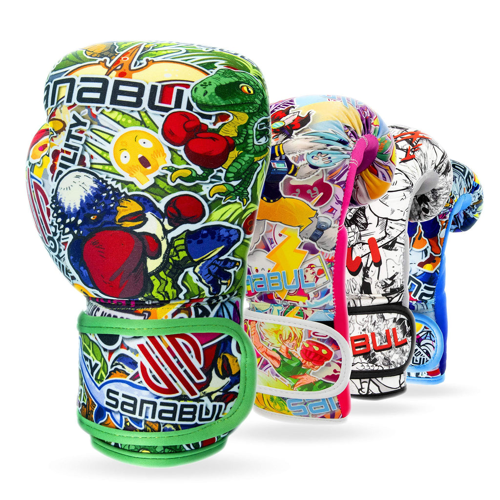 [AUSTRALIA] - Sanabul Sticker Bomb Kids Boxing Kickboxing Training Gloves 6 OZ DINO JUNGLE 