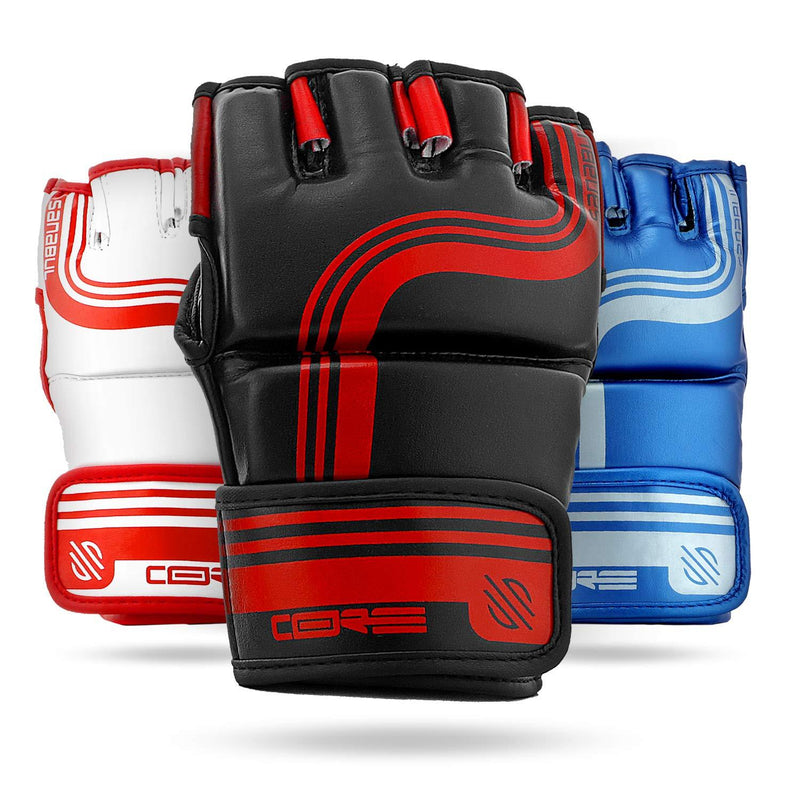 [AUSTRALIA] - Sanabul Core Series 4 oz MMA Grappling Gloves Black/Red S/M 