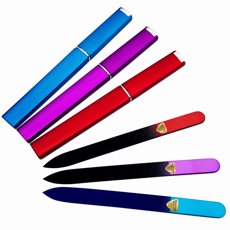 Czech Glass Nail Files, Glass Fingernail Files for Professional Manicure Nail Care, File in Any Direction, Expertly Shape & Sculpt Nails - Bona Fide Beauty Premium Czech Glass - BeesActive Australia