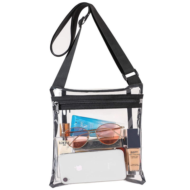 Vorspack Clear Bag Stadium Approved Clear Concert Purse with Inner Pocket Black - BeesActive Australia