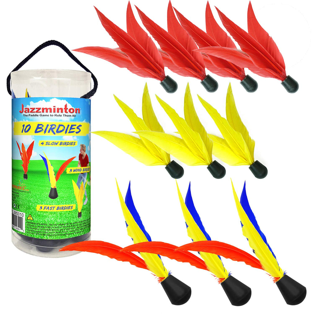 Funsparks Jazzminton 10 Replacement Birdies or Shuttlecocks for Indoor and Outdoor Game - Played at Parks, Beach, Lawn, Yard, or Tailgating - BeesActive Australia