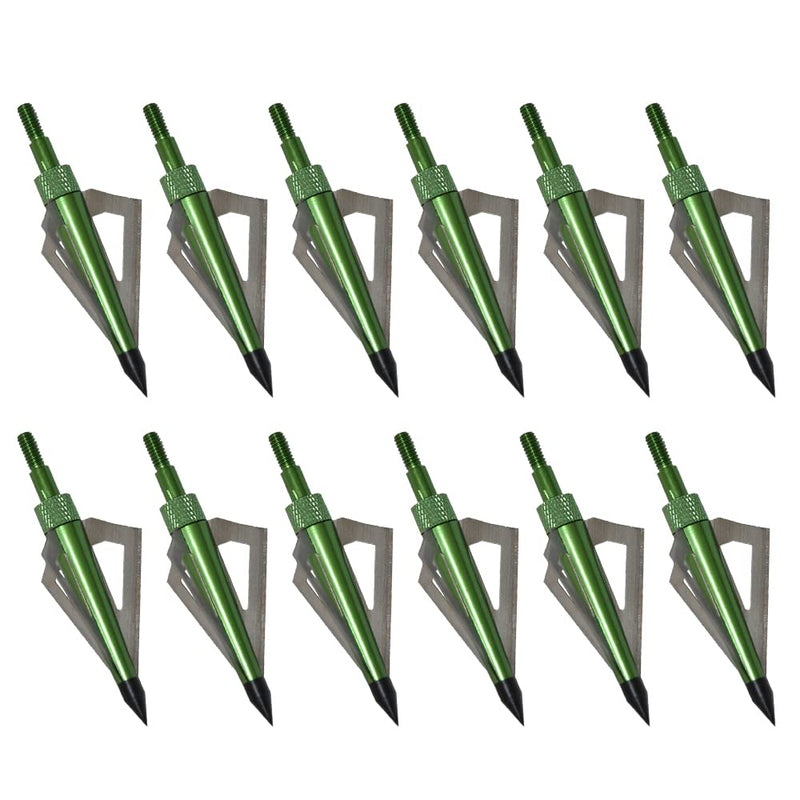 Huntingdoor Hunting Broadheads 3 Fixed Blade Archery Arrowheads 12Pcs 125 Grain Screw in Hunting Arrow Tips for Compound Bow and Crossbow green - BeesActive Australia