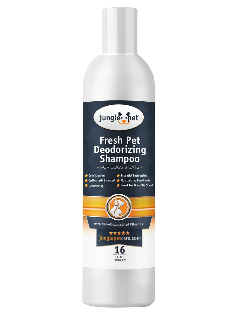 Jungle Pet Deodorizing Dog Shampoo for Smelly Dogs - Grooming & Cleansing Pet Shampoo for Dogs with Hypoallergenic Essential Fatty Acids - Soap, Sulfate & Paraben Free - Sweet Pea Vanilla Scent 16 Ounce - BeesActive Australia