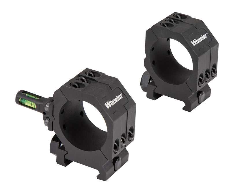 Wheeler 2 Piece Picatinny Rail Scope Rings with Flat Top, 6-Hole Design and Integrated Anti-Cant Indicator for Leveling, Shooting and Gunsmithing 30mm High - BeesActive Australia