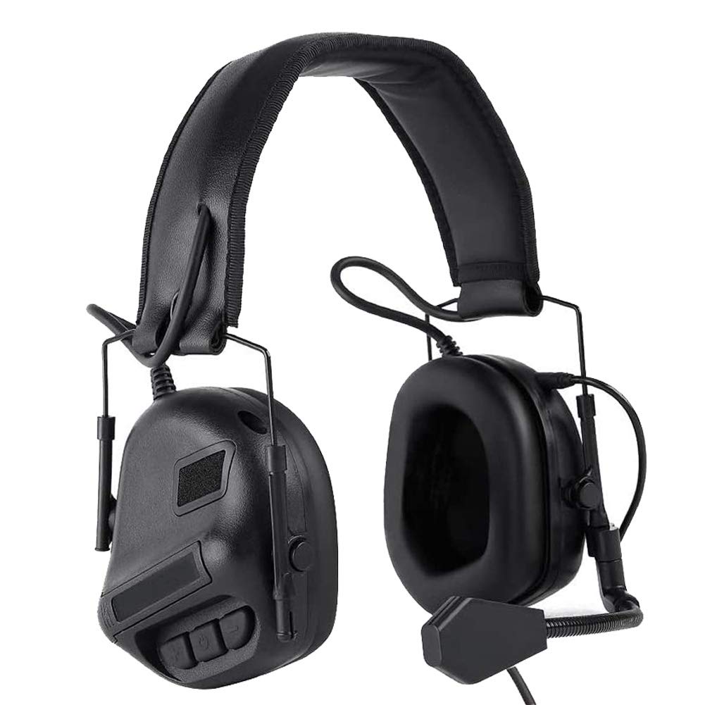 ATAIRSOFT Tactical Headset Wargame Hunting Headphone for Military Radio Walkie Talkie Without Noise Cancellation Function Black - BeesActive Australia