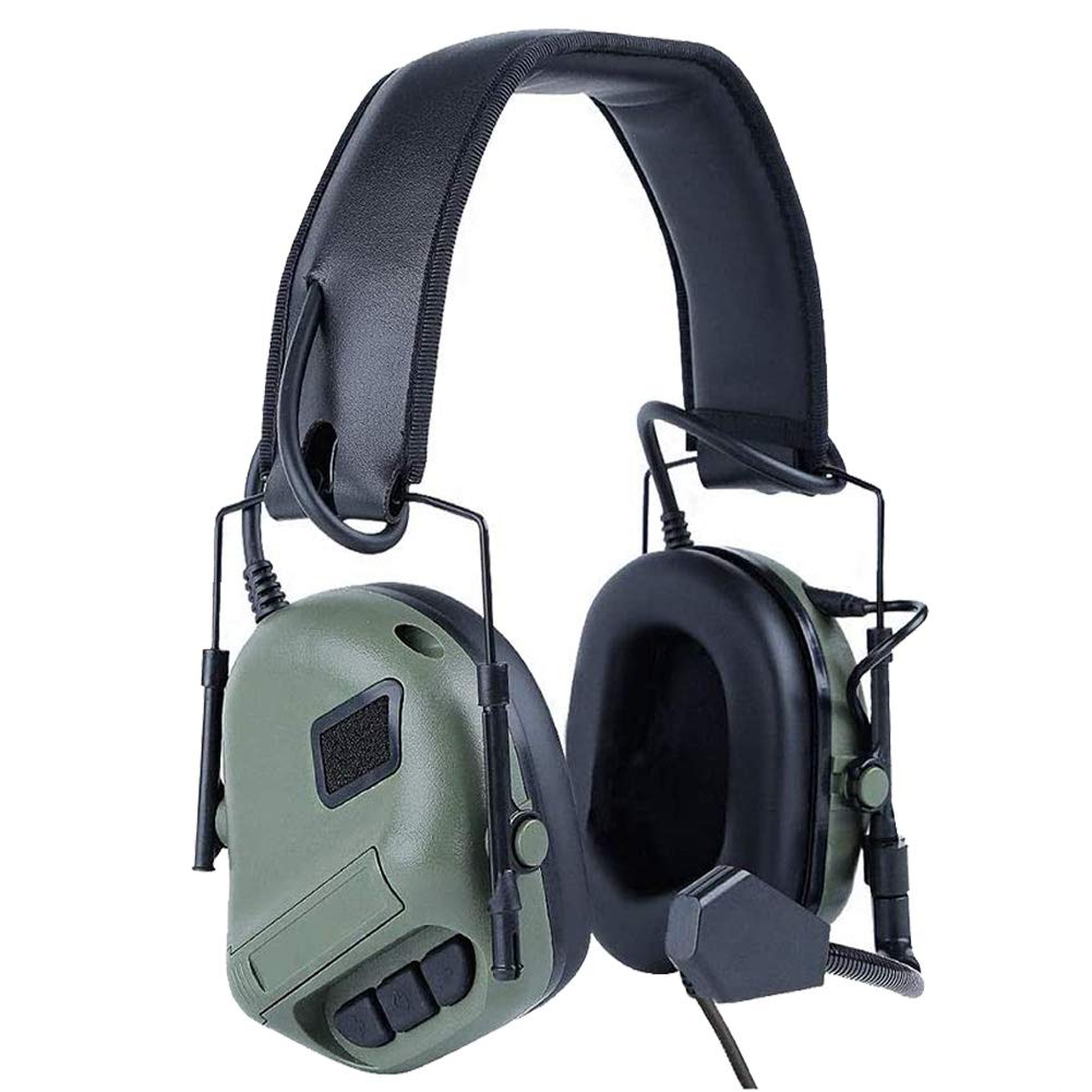 ATAIRSOFT Tactical Headset Wargame Hunting Headphone for Military Radio Walkie Talkie Without Noise Cancellation Function OD Green - BeesActive Australia