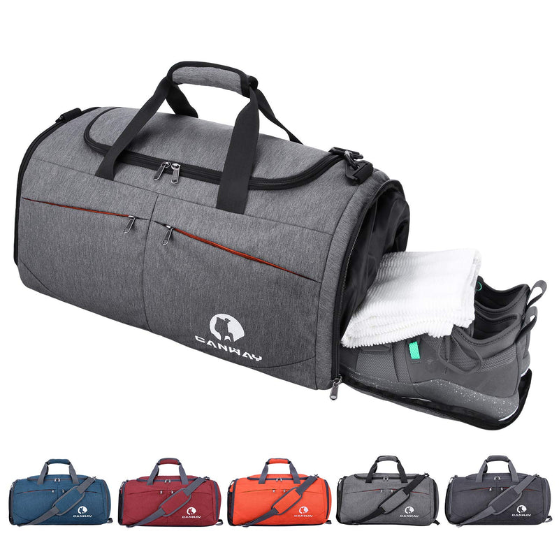 Canway Sports Gym Bag, Travel Duffel bag with Wet Pocket & Shoes Compartment for men women, 45L, Lightweight gray - BeesActive Australia