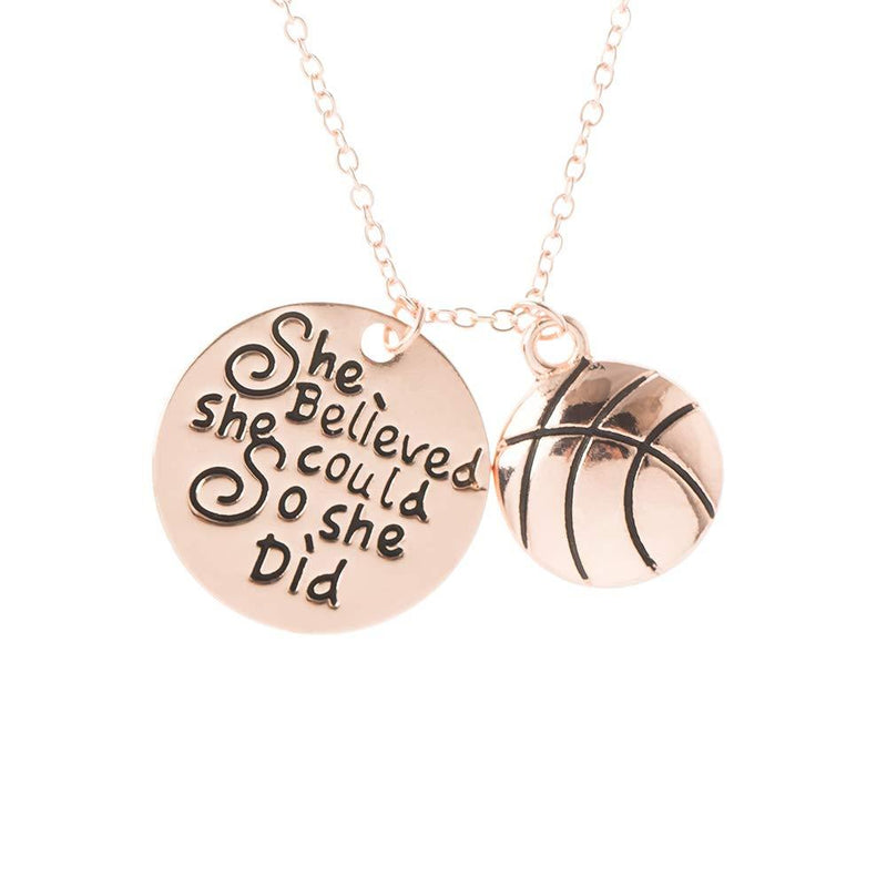 Sportybella Basketball Necklace, Basketball She Believed She Could So She Did Jewelry, Basketball Gifts, Basketball Charm Necklace, for Femalel Basketball Players - BeesActive Australia